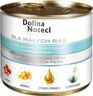 Dolina Noteci PREMIUM dla psów małych ras z cielęciną pomidorami i makaronem 185 g