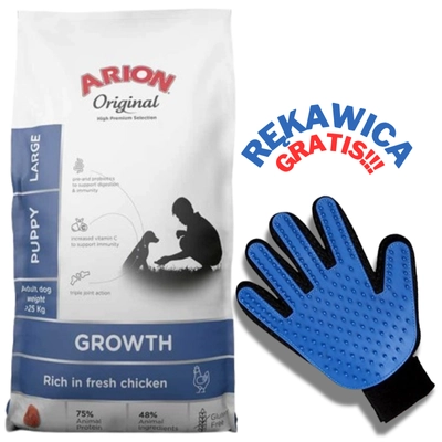 ARION Original Growth Chicken Puppy Large 12kg + RĘKAWICA DO CZESANIA GRATIS!!