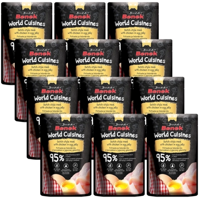 Super Benek World Cuisines Karma pełnoporcjowa dla dorosłych kotów. Potrawka po holendersku z kurczakiem w jajecznej galaretce 12x100g