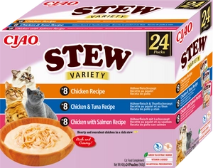 INABA Cat Ciao Stew - karma uzupełniająca dla kota o smaku kurczaka, tuńczyka i łososia 24x40g
