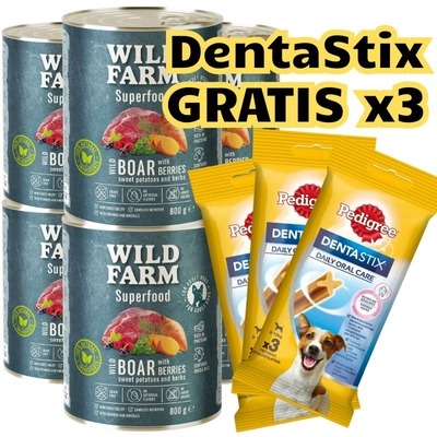 WILD FARM Superfood Wild Boar (Dziczyzna z batatami, jagodami i ziołami) 6x800g bezzbożowa karma dla psa