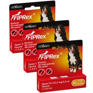 Fiprex XL, 412,5 mg/5,5 ml, roztwór do nakrapiania dla psów (3szt)