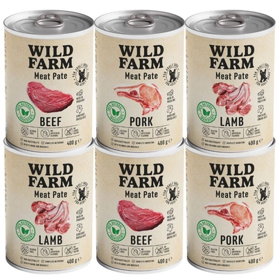 WILD FARM Pate Mix Smaków 6x400g bezglutenowa karma dla psa 
