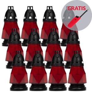 LUKS Znicz nagrobkowy czerwony 159KT 16,5cm 12szt + zapalarka gazowa GRATIS !!!