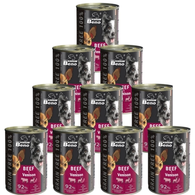 Super Beno PIES bezzbożowe kąski z wołowiną i dziczyzną w sosie 10x415g