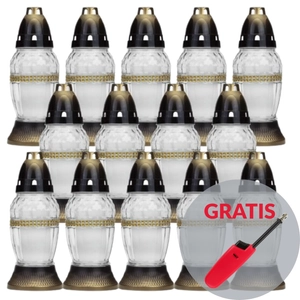 LUKS Znicz nagrobkowy 401C 21cm 14szt + zapalarka gazowa GRATIS !!!