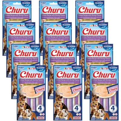 INABA Dog Churu (fish based) salmon, shrimp 12x(4x14g)