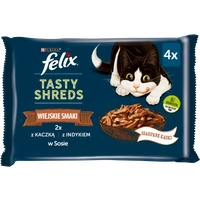 FELIX Tasty Shreds  mokra karma dla kota z kaczką i indykiem w sosie 4x80g