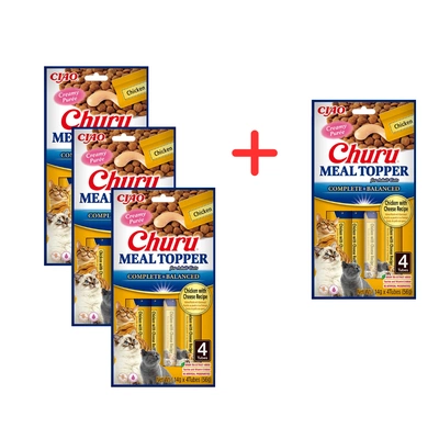 INABA  Cat Meal Topper Chicken wiith Cheese Recipe 4x14 (56g) 3+1 GRATIS