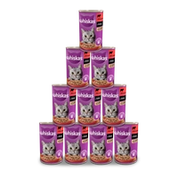 WHISKAS Adult puszka 12x400 g - mokra karma pełnoporcjowa dla dorosłych kotów, kawałki z wołowiną w sosie