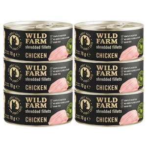 WILD FARM Fillets Chicken 6x70g - bezzbożowa mokra karma dla kota, filet w bulionie