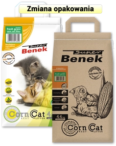 SUPER BENEK Żwirek Corn Kukurydziany o zapachu: Świeża Trawa 7L - 4,4kg / Opakowanie uszkodzone (4647) !!!