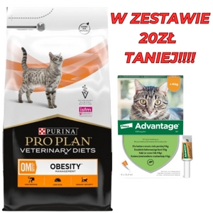 PRO PLAN Veterinary Diets OM St/Ox Obesity Management Karma sucha dla kota 5kg + Advantage - dla kotów (0,4mlx4) *roztwór* blister