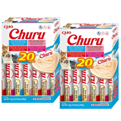 INABA  Churu dla kota - mix smaków z tuńczykiem i owocami morza 2x(20x14g)