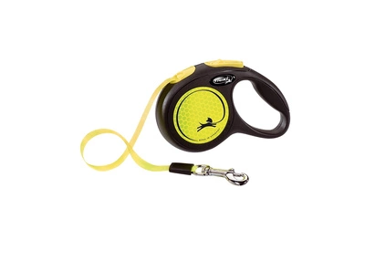 FLEXI Smycz oryginalna New Neon żółta  M - 5m do 25kg - taśma