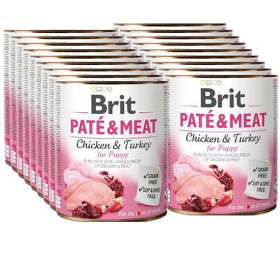 BRIT PATÉ & MEAT CHICKEN & TURKEY FOR PUPPY 18x800g