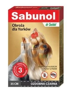 Sabunol ozdobna czarna obroża dla Yorków 35 cm