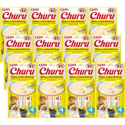 INABA  Churu przysmak dla kota o smaku kurczaka, sera i wołowiny 12x(4x14g)