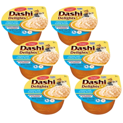 Inaba DASHI uzupełniająca karma dla kota- bulion o smaku kurczaka i przegrzebki 6x70 g 