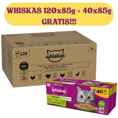 Whiskas Drobiowa Uczta 120x85g w Galaretce + WHISKAS 40x85g Mix Smaków