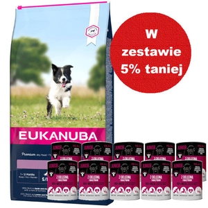 EUKANUBA Puppy&Junior Small/Medium Lamb&Rice 12kg + Mr.BIG Junior kawałki w sosie z cielęciną 10x400g