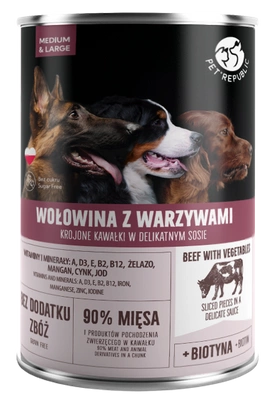 PetRepublic kawałki w sosie z wołowiną i warzywami 1250g 