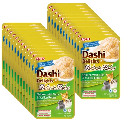 INABA Dashi Delights Delicate Flakes Chicken with Tuna & Scallop Recipe 24x40g