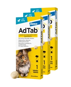 ELANCO 3xAdTab 48mg tabletki na pchły i kleszcze dla kotów >2-8 kg