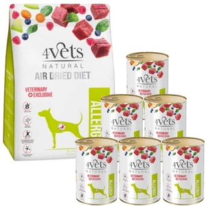 4Vets Natural Zestaw Allergy; karma suszona 1kg + karma mokra 6x400g