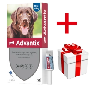 Advantix - dla psów 25-40kg (4 pipety x 4ml) + niespodzianka dla psa GRATIS!