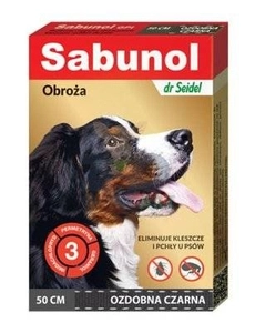 Sabunol - ozdobna czarna obroża przeciw pchłom i kleszczom dla psa 50 cm