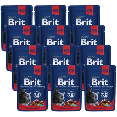 BRIT Cat WOŁOWINA i GROSZEK 12x100g