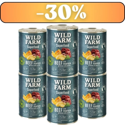 WILD FARM Superfood Beef 6x400g bezzbożowa karma dla psa