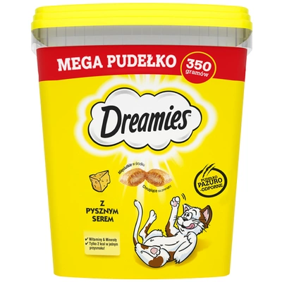 DREAMIES Mega Pudełko 350 g – karma uzupełniająca dla dorosłych kotów, z pysznym serem