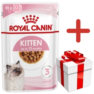 ROYAL CANIN Kitten Instinctive w sosie 12x85g karma mokra w sosie dla kociąt do 12 miesiąca życia +  NIESPODZIANKA DLA KOTA GRATIS!!