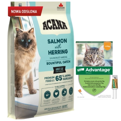 ACANA Bountiful Catch Cat 4,5kg + Advantage - dla kotów (0,4mlx4) *roztwór* blister