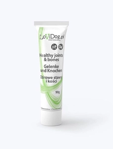 Lovi Dog Zdrowe stawy i kości - pasztet dla psa i kota w tubce, Premium snack mięsny kremowy z witaminami i Omega 3 oraz zmielonymi skorupkami jajek 90g