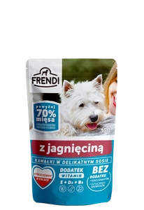 Frendi-  Kawałki w delikatnym sosie z jagnięciną dla psa 100g.