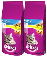 WHISKAS Sterile 2x14 kg - sucha karma dla dorosłego kota po zabiegu kastracji, z pysznym kurczakiem