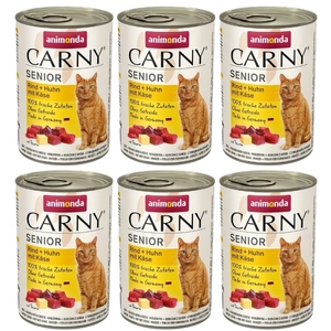 ANIMONDA Cat Carny Senior smak: Wołowina, kurczak, ser  6x400g