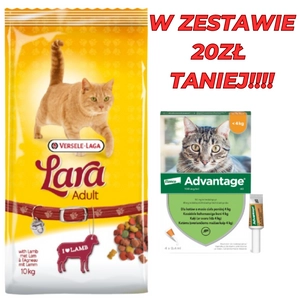 VERSELE-LAGA Lara Adult Lamb 10kg + Advantage - dla kotów (0,4mlx4) *roztwór* blister