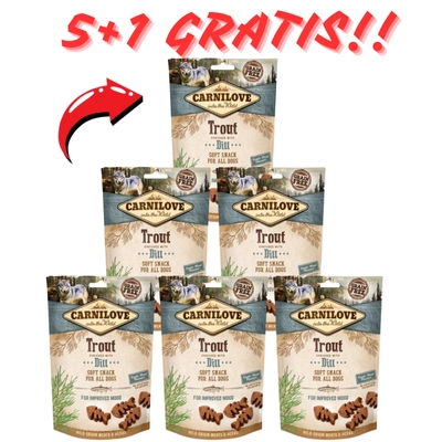 Carnilove Semi-Moist Snack, pstrąg i koperek, 200 g 5+1 GRATIS!!