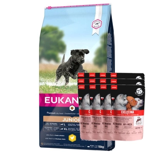 EUKANUBA Junior Large 15kg + PetRepublic JUNIOR 12x100g