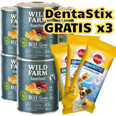 WILD FARM Superfood Beef (Wołowina z dynią, ziemniakami i natką pietruszki) 6x800g bezzbożowa karma dla psa