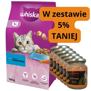 WHISKAS Adult 14 kg z pysznym tuńczykiem + Leopold Pasztetowy mus 6x330g