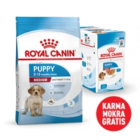 ROYAL CANIN Medium Puppy 15kg karma sucha dla szczeniąt, od 2 do 12 miesiąca, ras średnich+Karma mokra GRATIS!