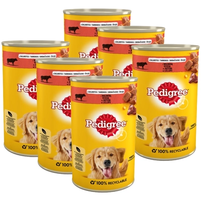 PEDIGREE Adult mokra karma pełnoporcjowa dla dorosłych psów, z wołowiną w galaretce 6x1200g