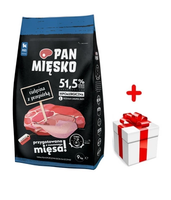 PAN MIĘSKO Cielęcina z przepiórką L 9kg dla szczeniąt  + niespodzianka dla psa GRATIS!