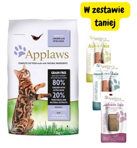 Applaws Adult Chicken with Extra Duck Sucha Karma dla kota 7,5kg + Polędwiczka 3x30g mix