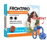  Frontpro tabletki na pchły i kleszcze L 68mg 10-25kg x 3tabl + Sznur z piłką GRATIS!
